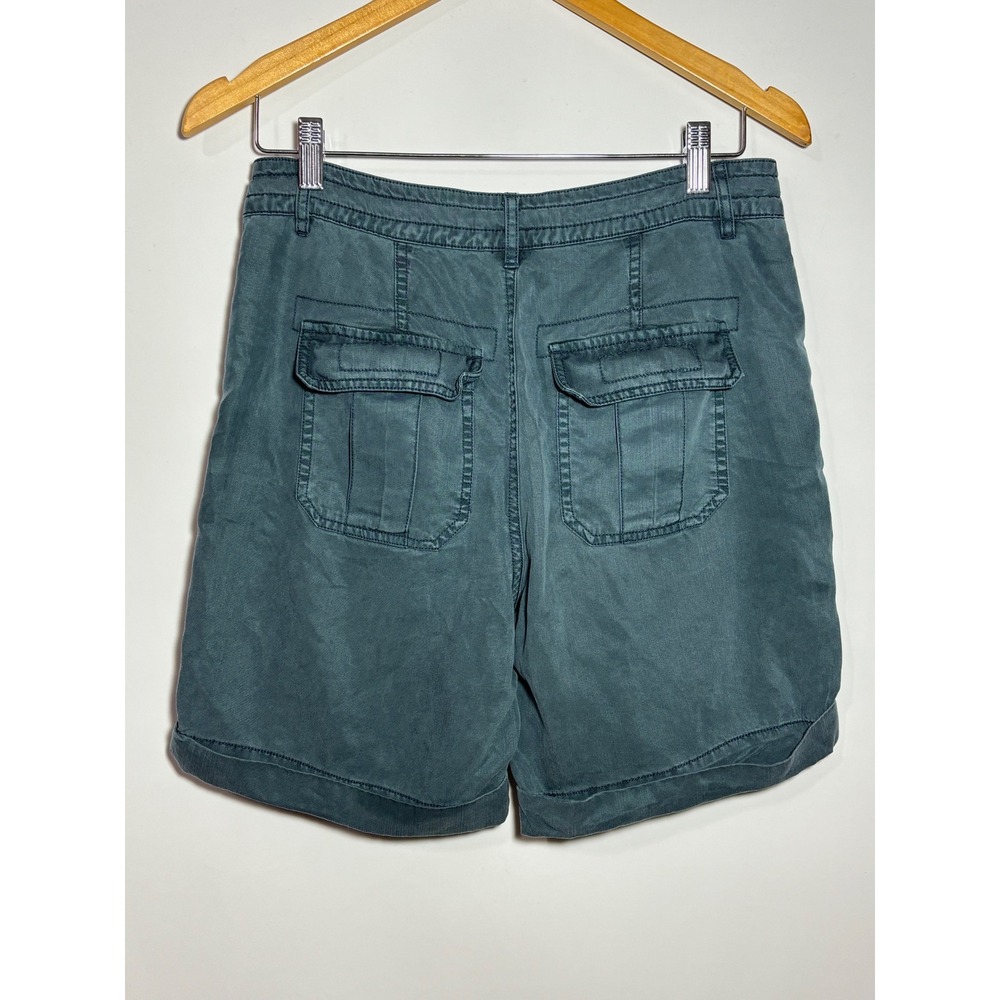 Sundance Teal Blue Lyocell Cargo Shorts Womens 4 Drawstring Utility Boho Soft - Picture 2 of 9
